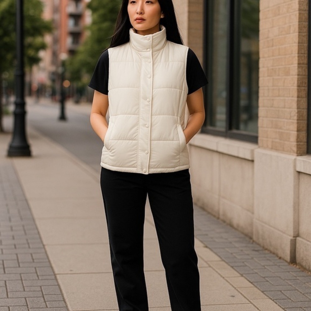 Liz Claiborne Ivory Quilted Vest